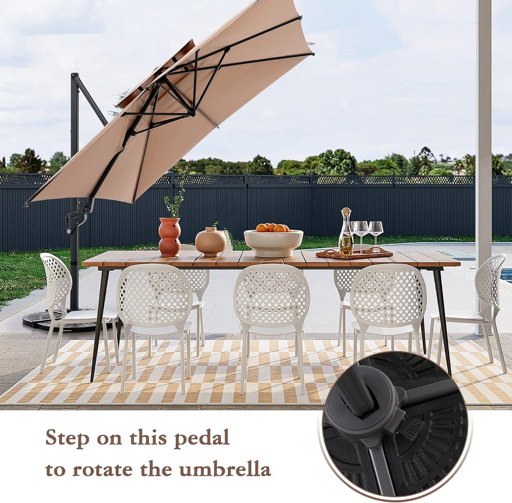 10ft Cantilever Patio Umbrella - 360° Rotation & Infinite Tilt Beige