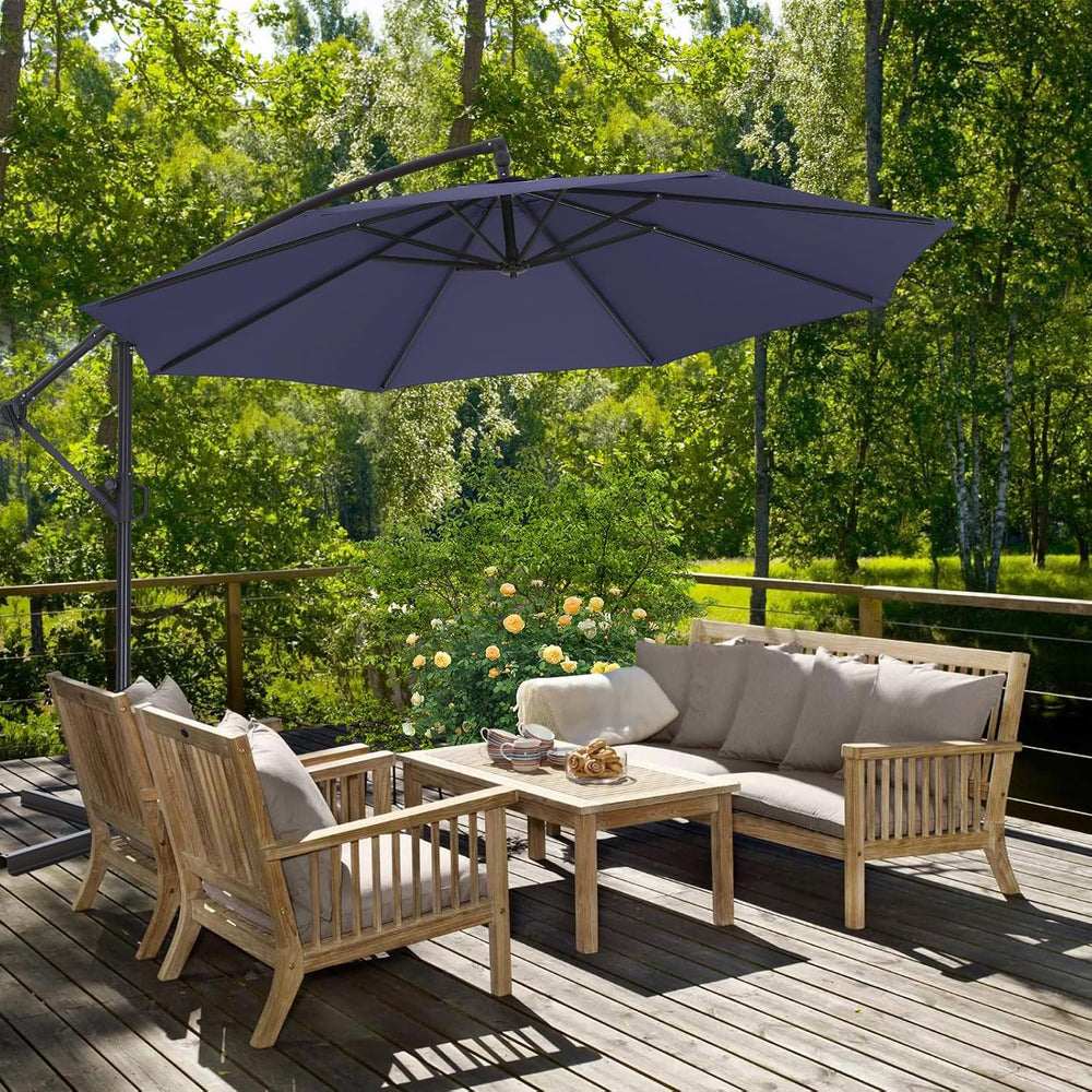 ABCCANOPY 9FT Cantilever Outdoor Patio Umbrella, Navy Blue