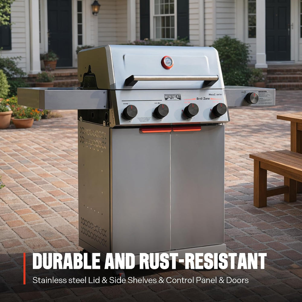 Monument Grills 4+1 Burner Stainless Steel 525 sq.in Propane Gas Grill, 49,00...