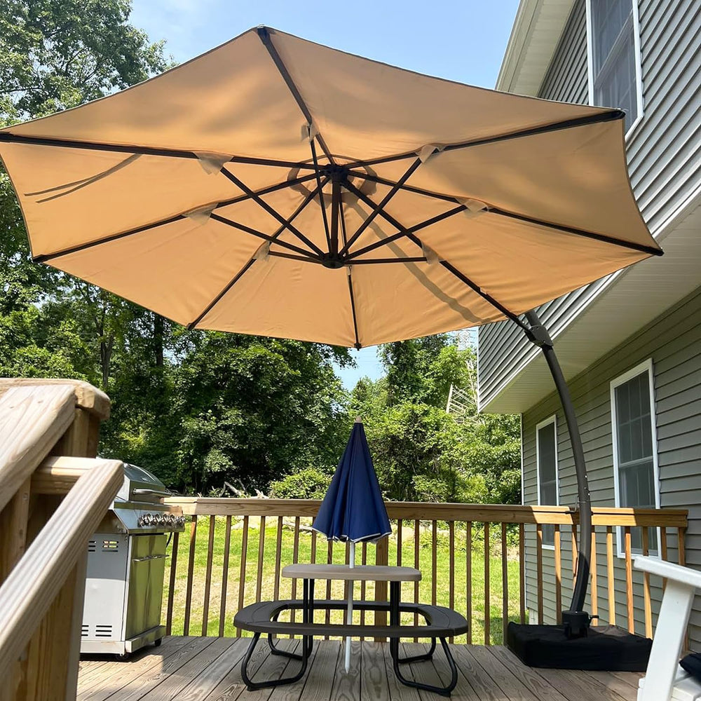 Aoxun 11 FT Cantilever Umbrella, Patio Large Aluminum Offset Umbrella Windpro...