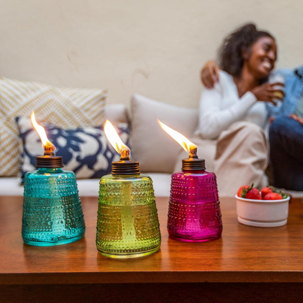 TIKI Carnival Glass Tabletop Torches, 3-Pack – Decorative Outdoor Tabletop TI...