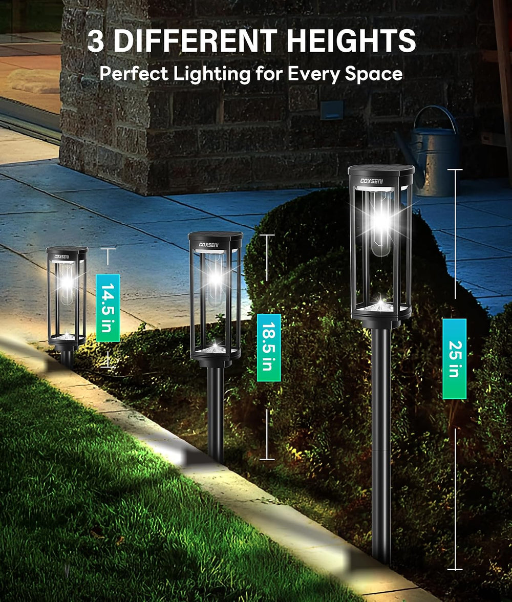 COXSENI Solar Pathway Lights Outdoor Waterproof Cool White, 8 Pack