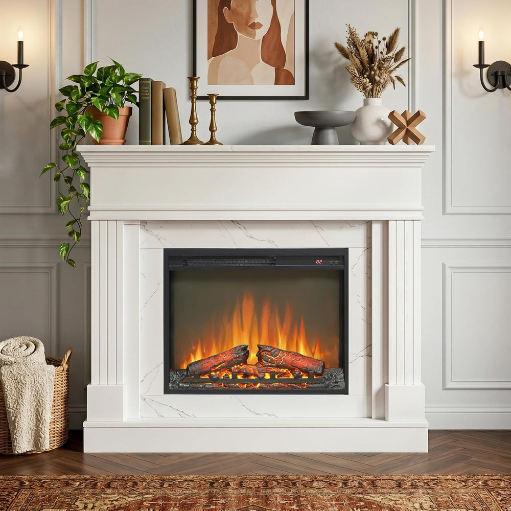 44 inch Electric Fireplace with Mantel, Portable Freestanding Wood Stove with...