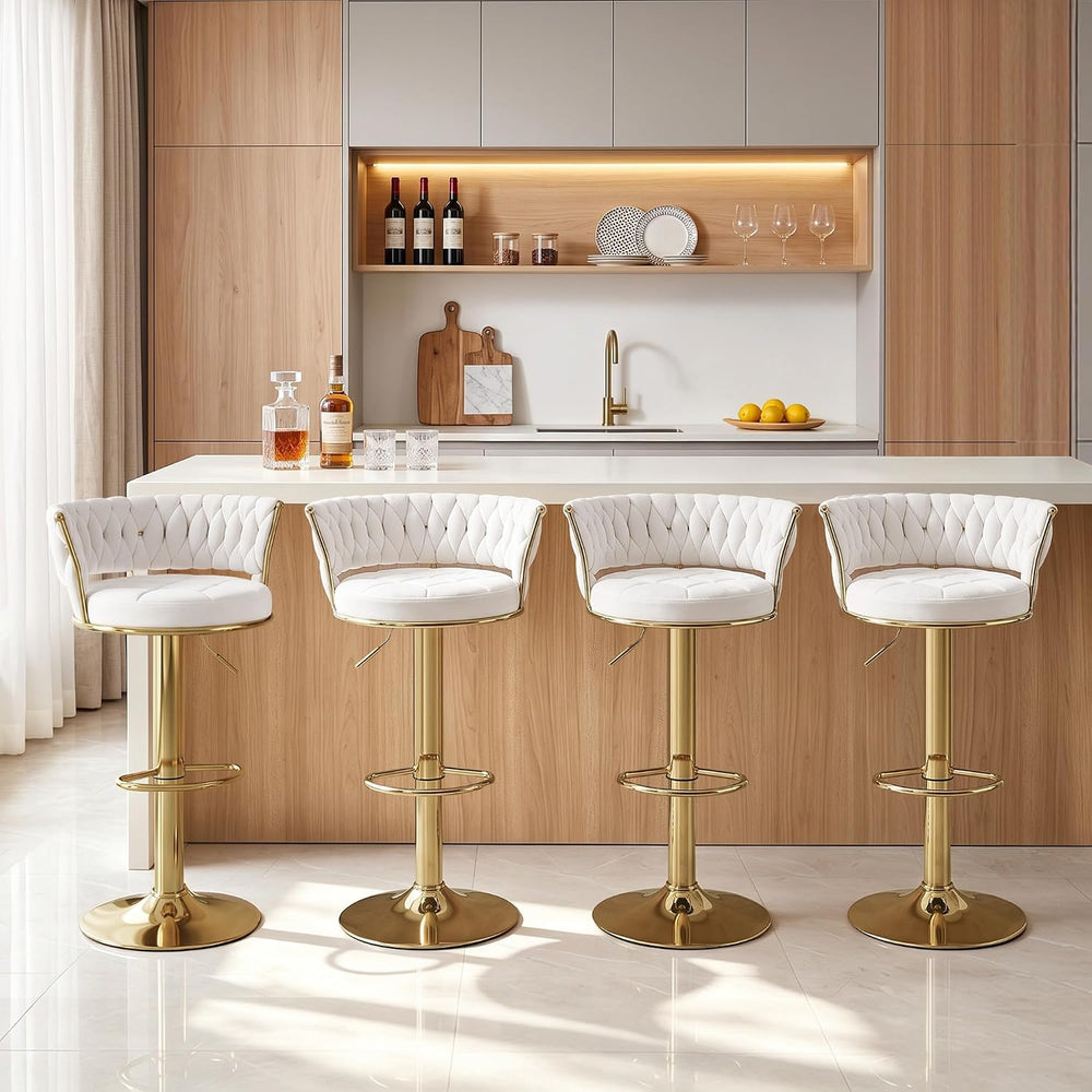 VECELO Bar Stools Set of 2, Adjustable Barstools Counter Height Stools with B...