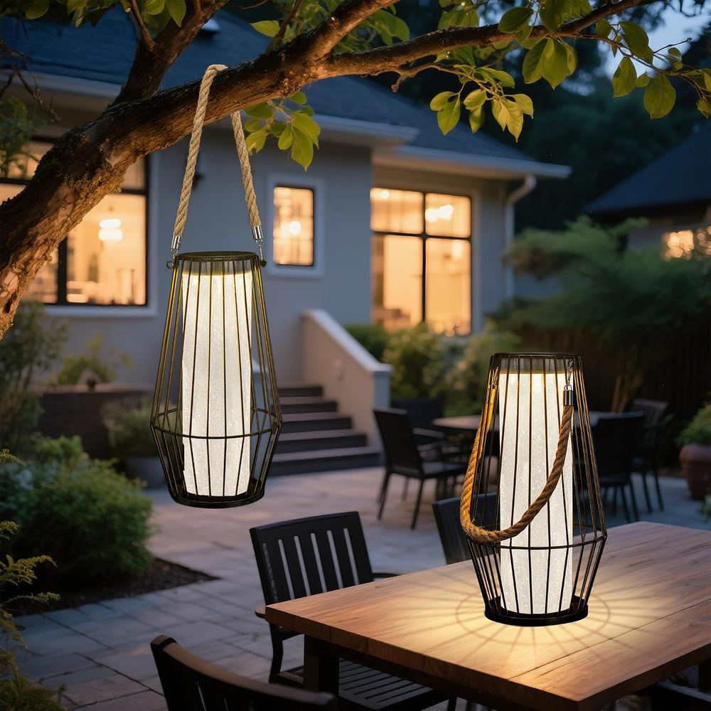 pearlstar Large Solar Lanterns Outdoor Waterproof-Heavy Duty Metal Hanging Li...
