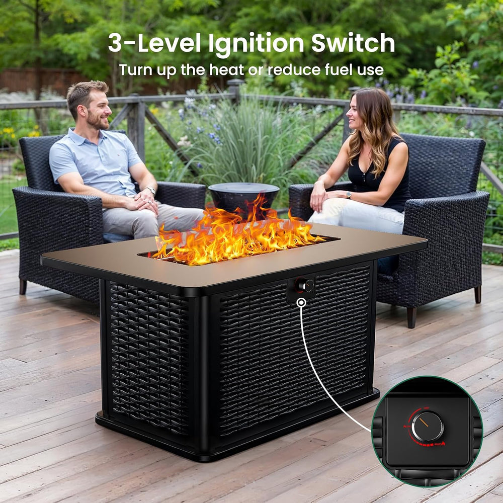 Ciays 43-Inch Rectangular Propane Fire Pit with 60,000 BTU Output, Gas with C...