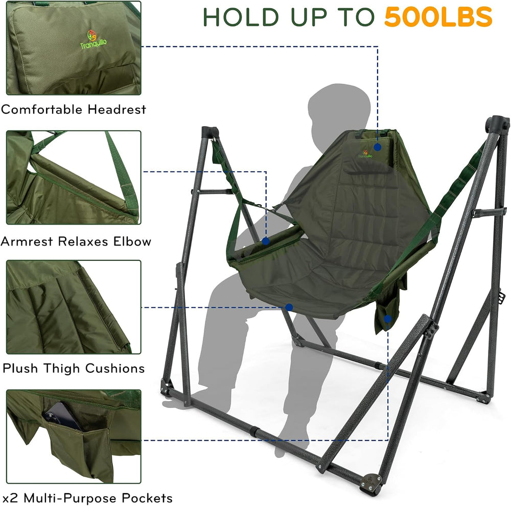 Tranquillo 2 in 1 Hammock and Swinging Chair with Collapsible Steel Stand &am...