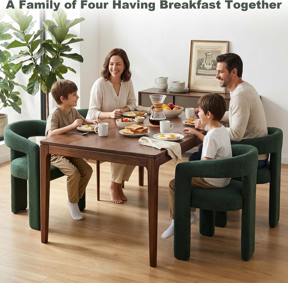 GNIXUU Green Barrel Dining Chair Set of 4, Modern Boucle Upholstered Dining R...