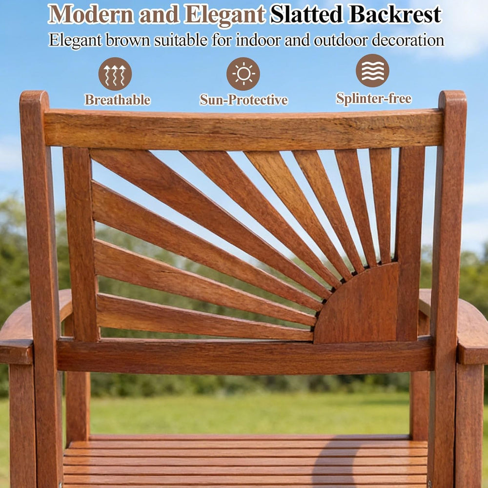 COSTWAY 29'' Outdoor Acacia Wood Bar Chairs Set of 4 with Back and Ar...