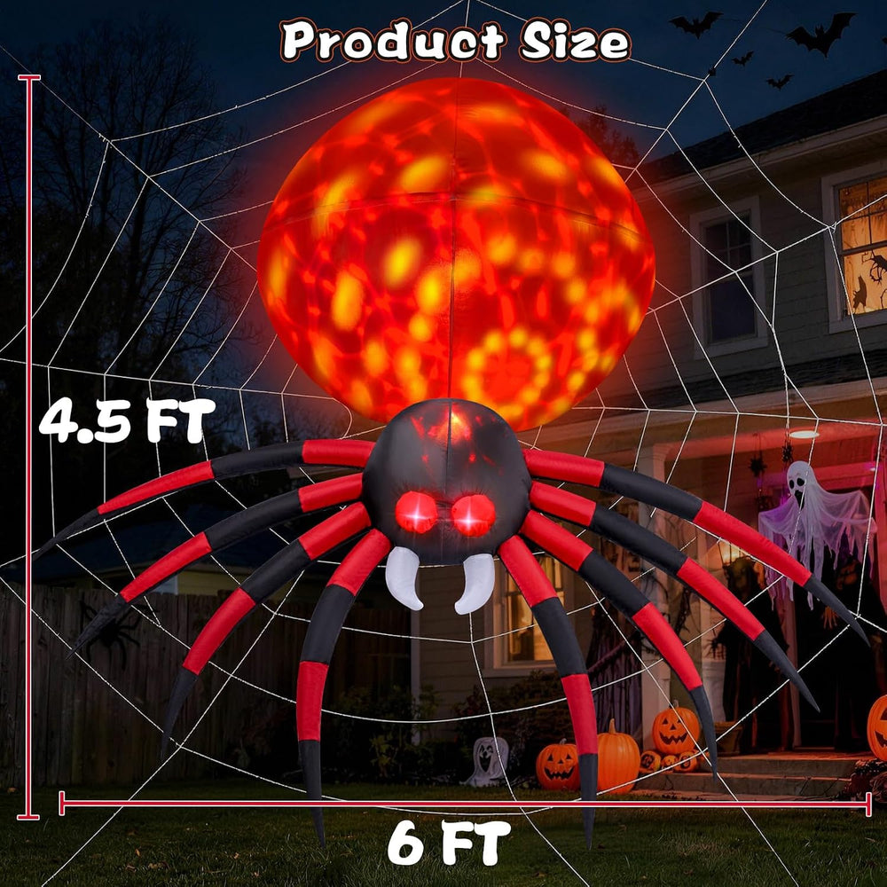 6 FT Halloween Inflatable Spider Outdoor Decoration with Animated LED Light