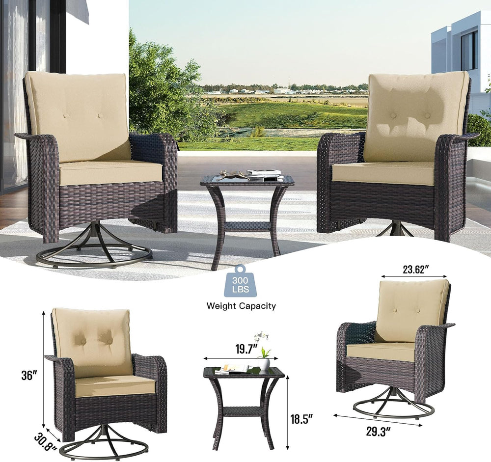 Kullavik 9 Piece Outdoor Wicker Patio Furniture Set with Swivel Chairs