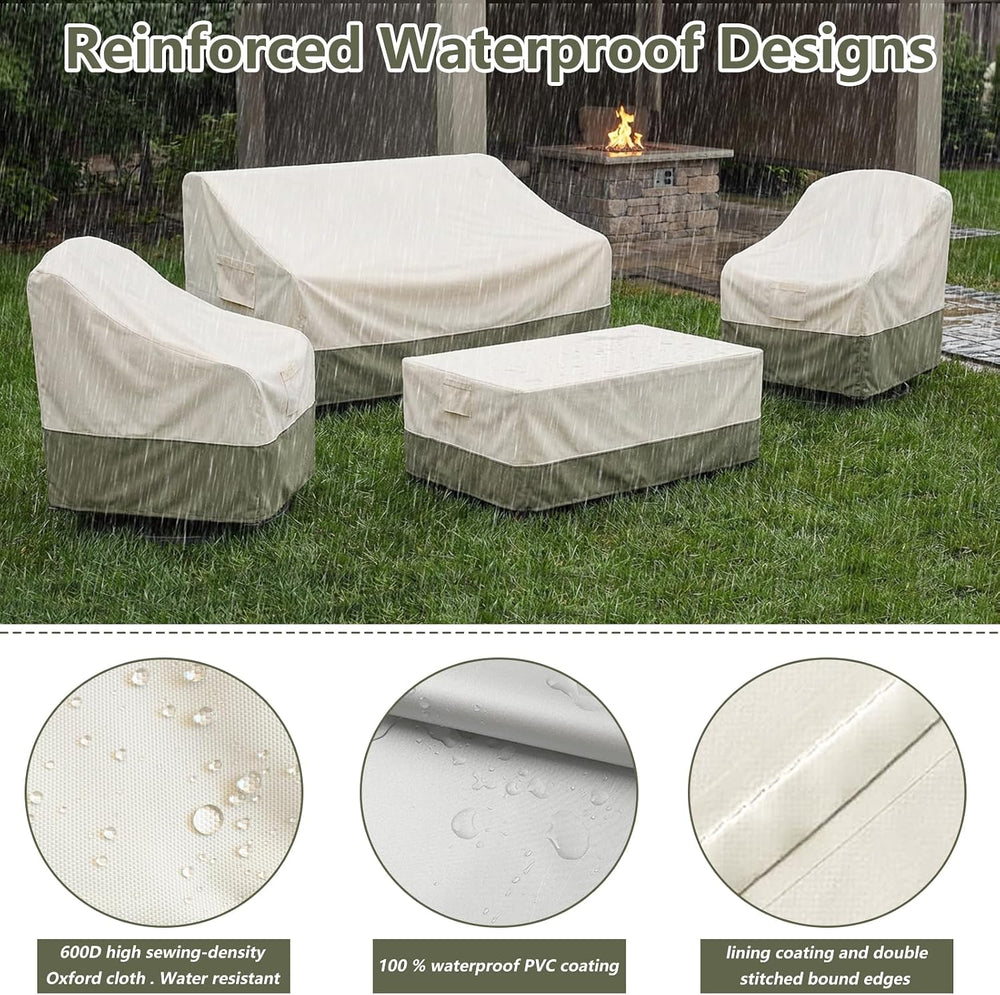 Bitubi Outdoor Waterproof Patio Furniture Covers 4-Piece Set for Swivel Rocke...
