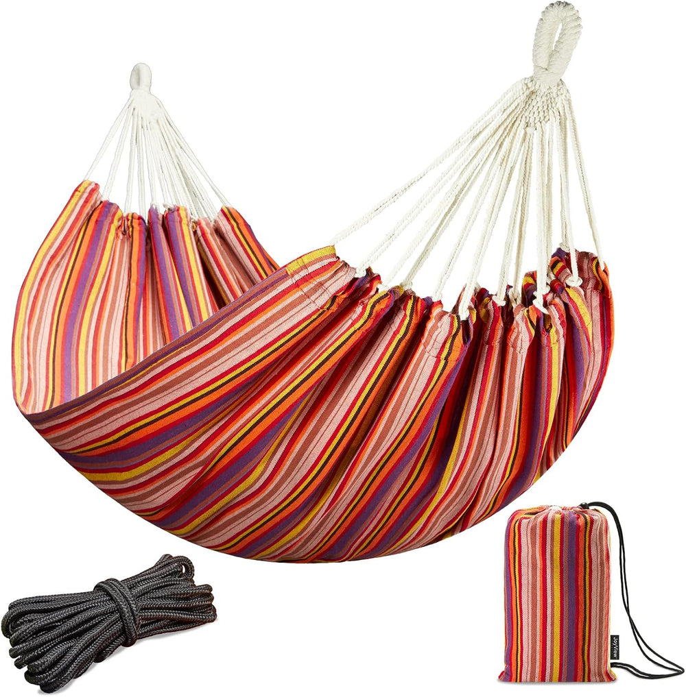 JoyView Brazilian Double Hammock with Hanging Ropes Extra Large 86.6x59” Port...