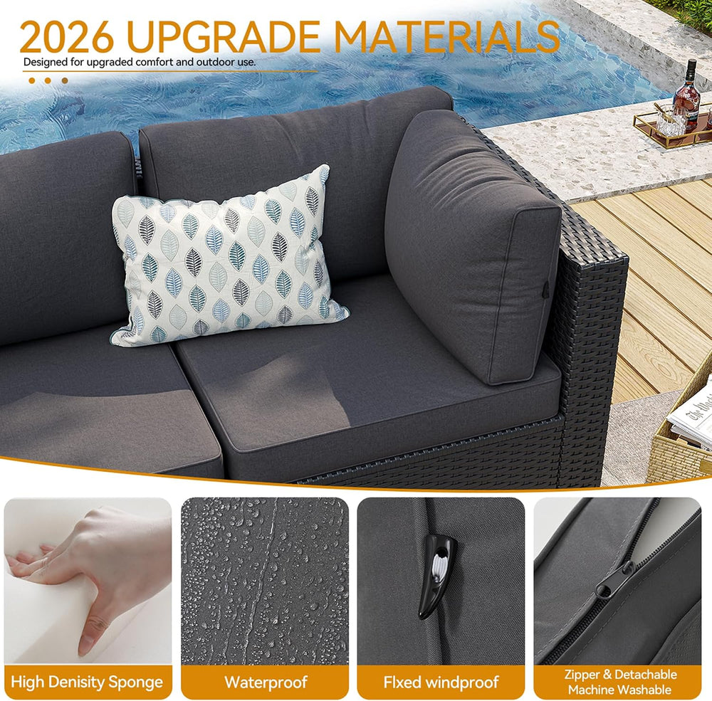 Aoxun 7-Piece Outdoor Furniture, Patio Furniture Sets with Thick Cushions, Wi...