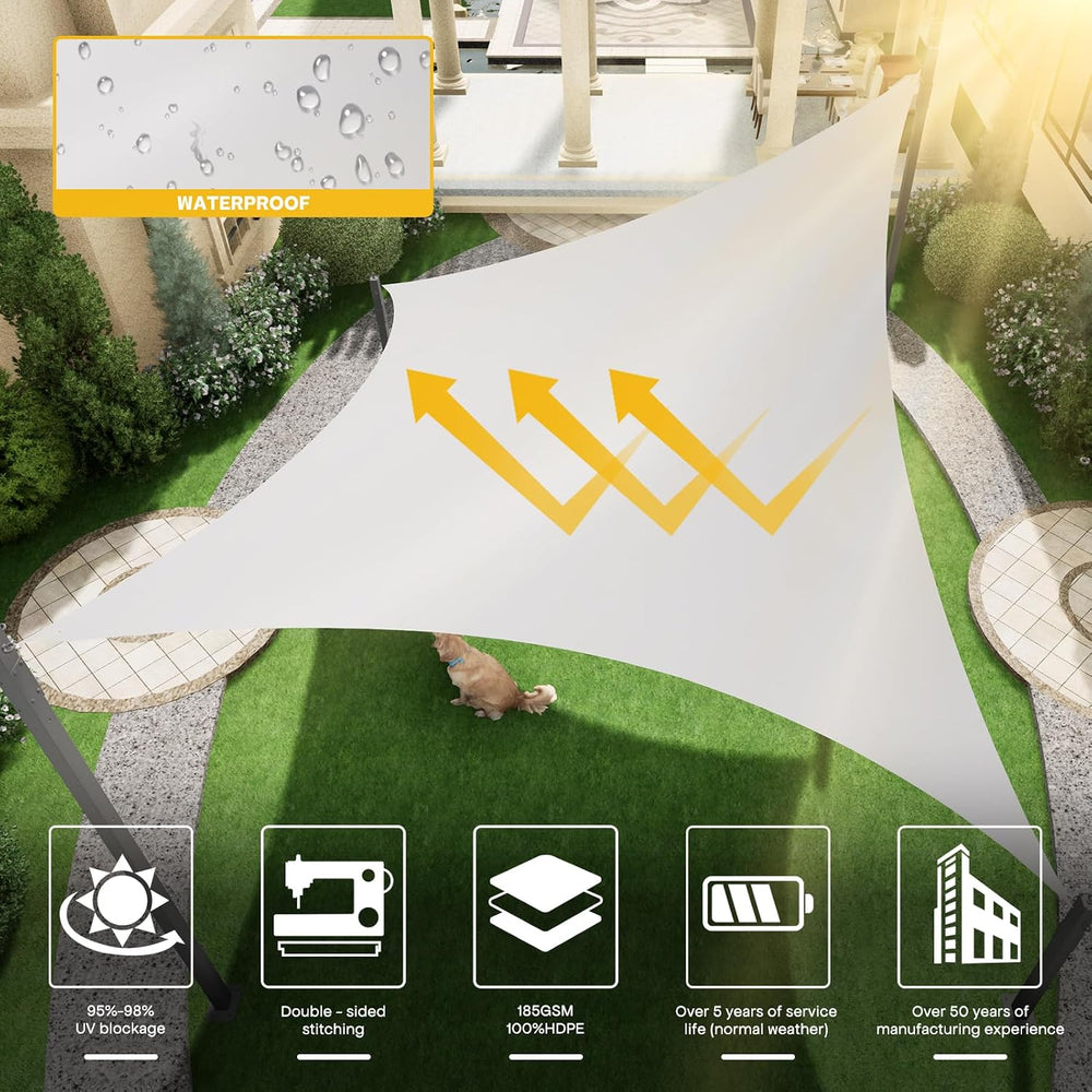 Waterproof Shade Sail 95% UV Rectangle 10'x13' Custom Light Gray