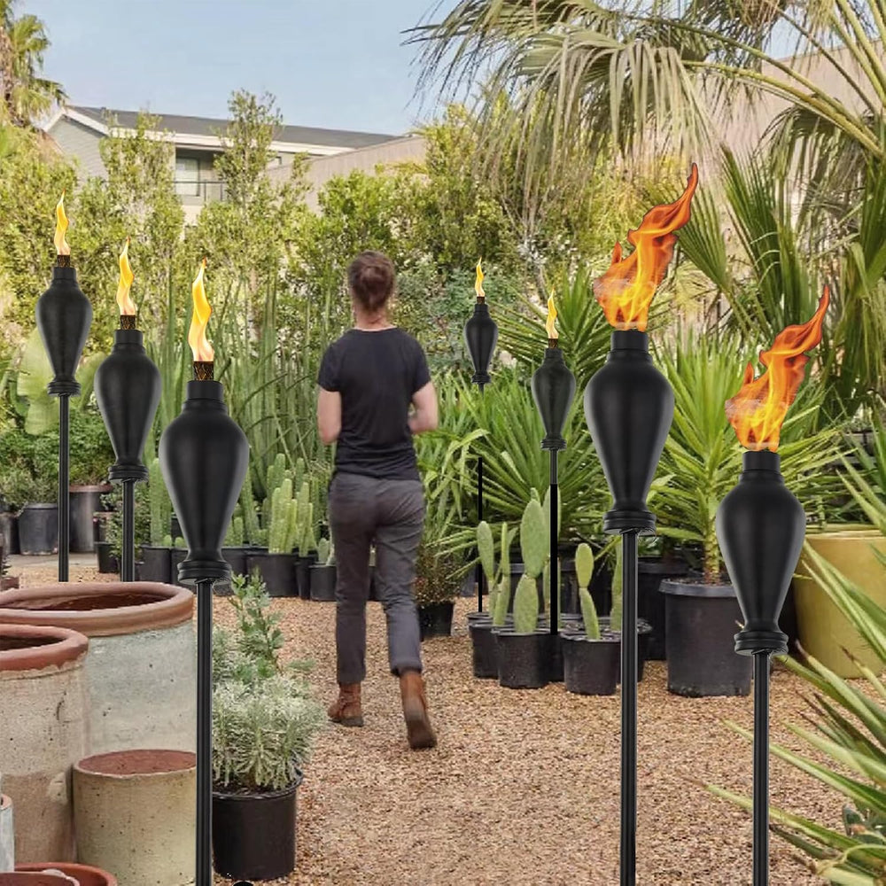 Metal Citronella Torches Outdoor,6 Pack,60 Inch Tall Flame Metal Torches for ...