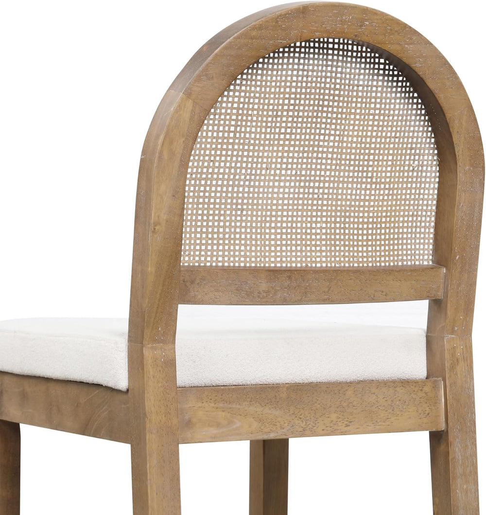 Nathan James Bailey Boucle Upholstered Rattan Bar Stool, Counter Height Stool...
