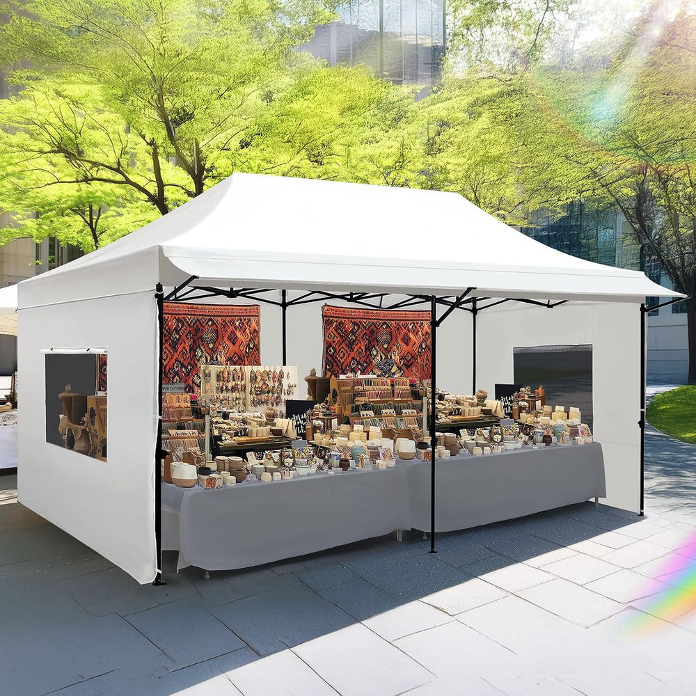 Quictent 10'x20' Heavy Duty Pop up Canopy Tent with 3 Removable Sidew...