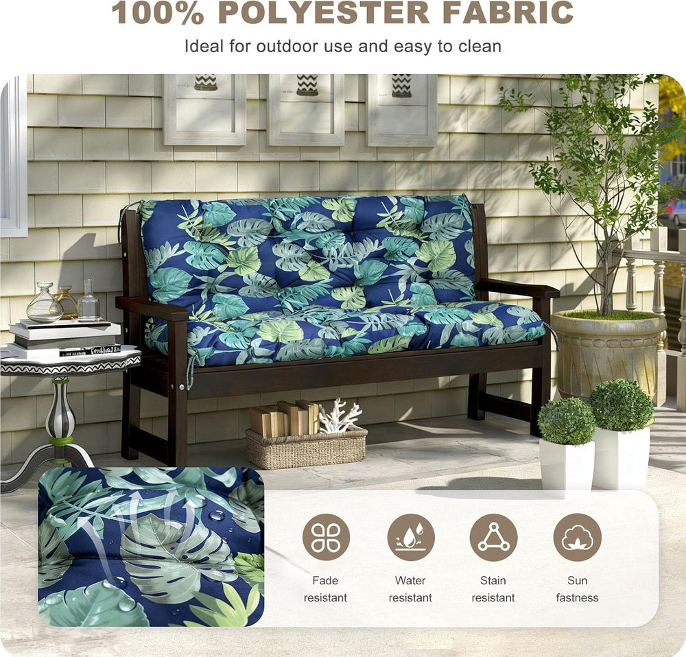 Porch Swing Cushion with Backrest,Waterproof Bench Cushion for Outdoor Furnit...