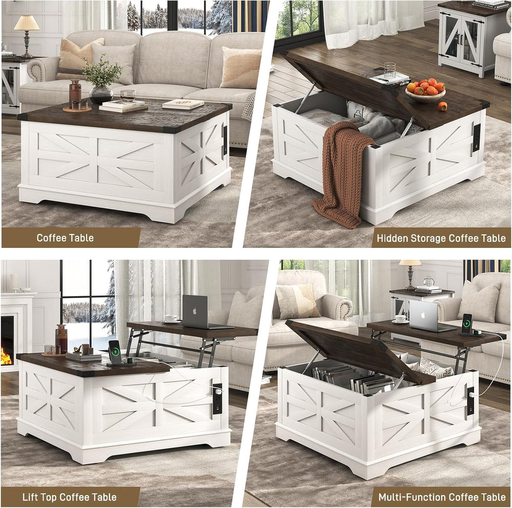 Hlivelood 36" Farmhouse Movable Lift Top Coffee Table with Storage and P...