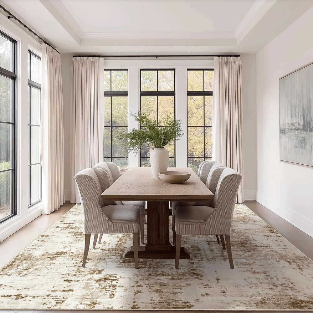 FMFUNCTEX 10x14 Washable Brown Beige Modern Abstract Living Room Area Rug
