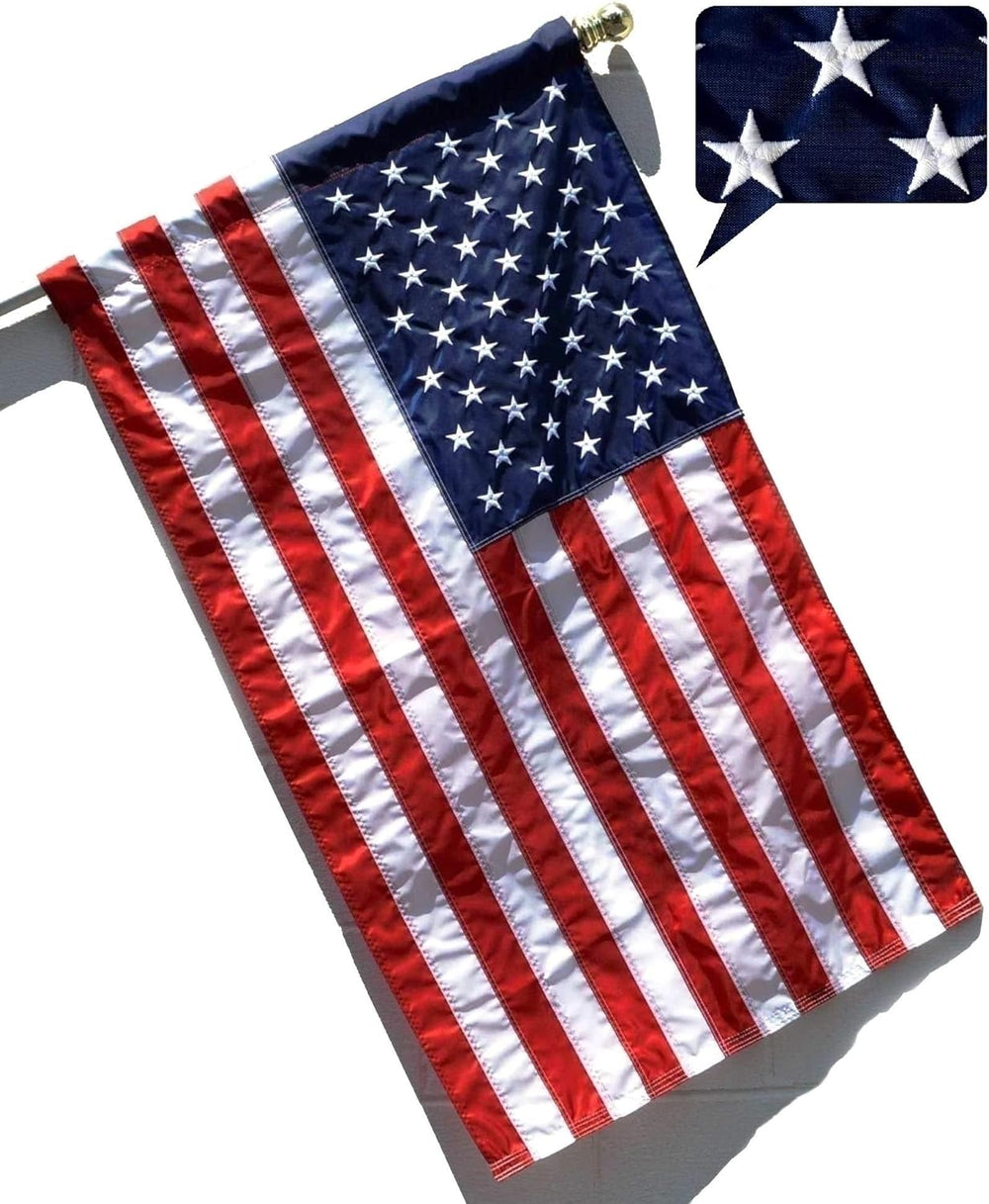 US Flag Factory - 2.5x4 FT American Flag (Sleeved) (Embroidered Stars, Sewn S...