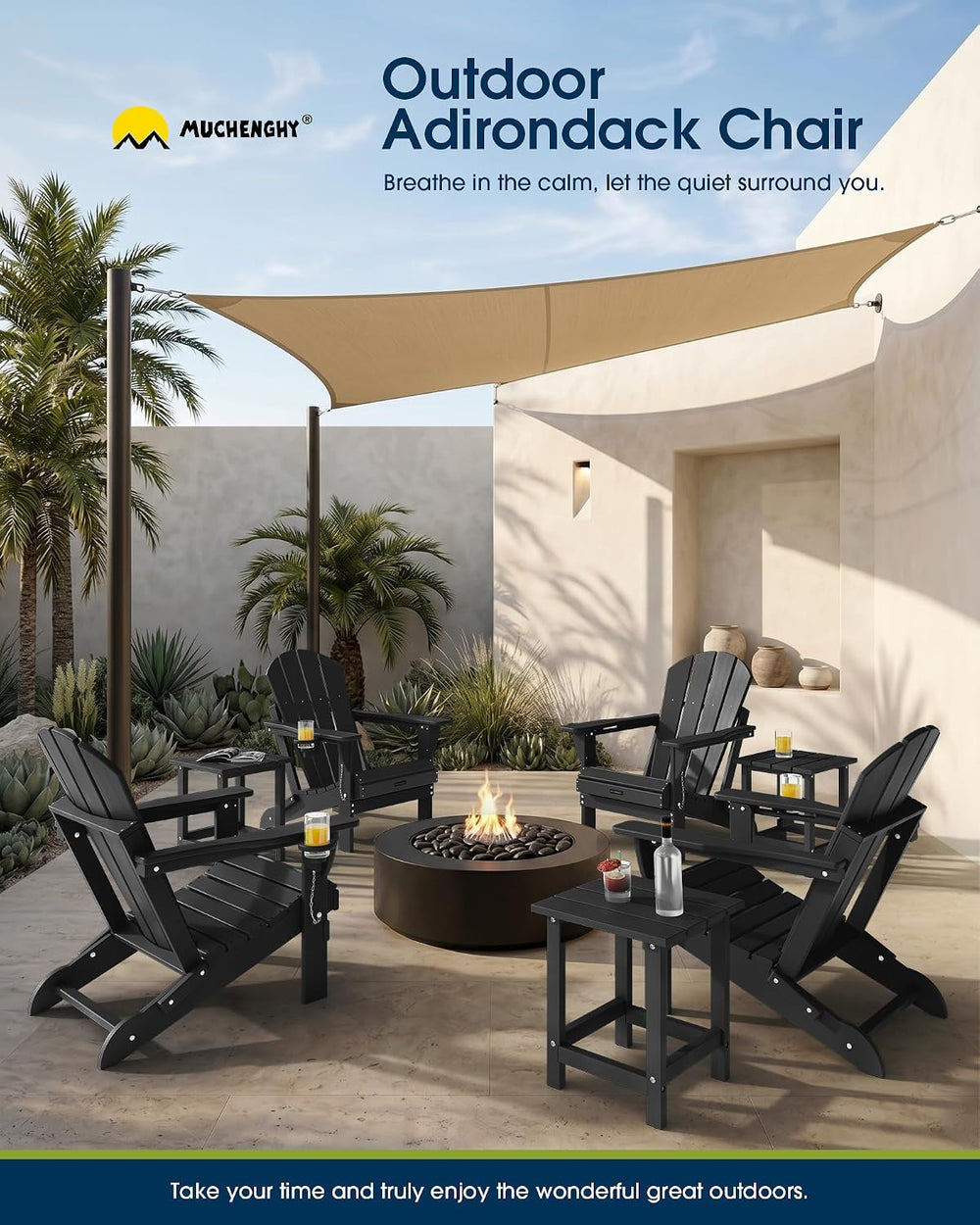 MUCHENGHY Folding Adirondack Chairs Patio Chairs Outdoor Adirondack Chair Wea...