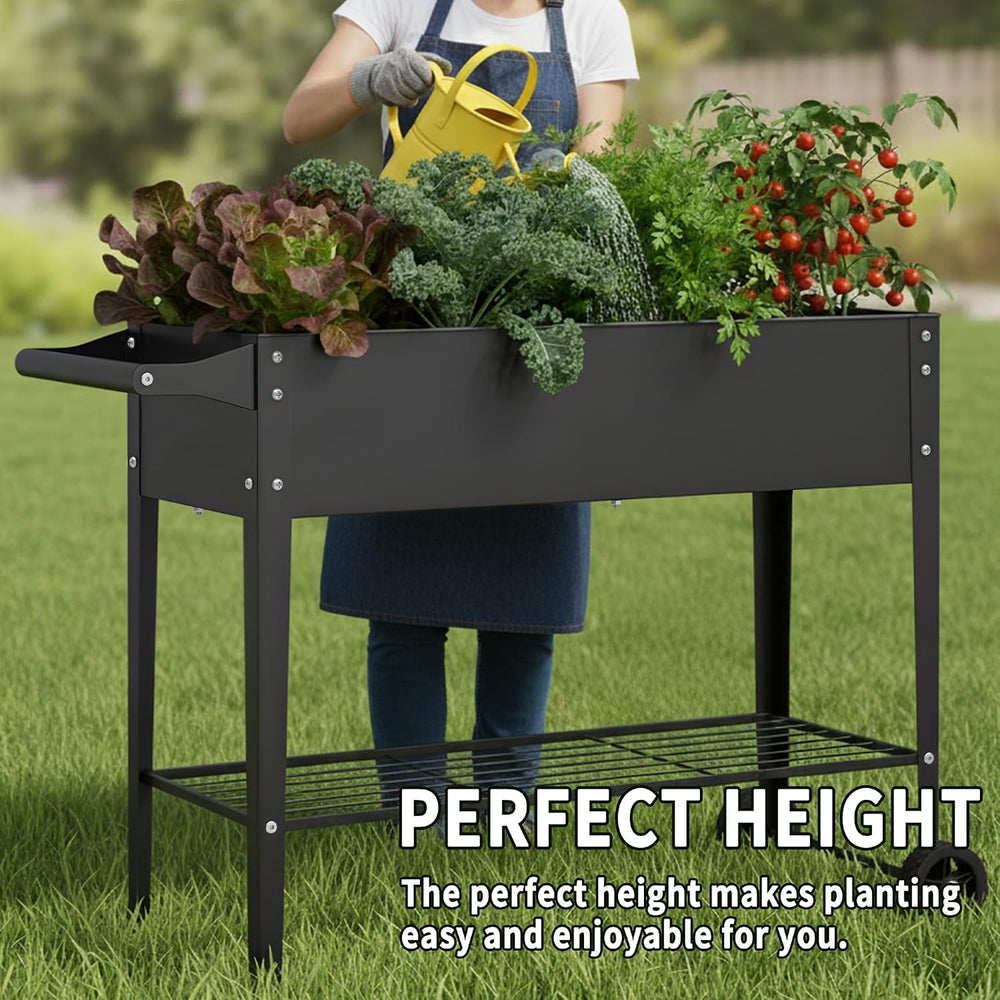 Elevate 2Pcs 32" Tall Raised Garden Bed with Wheel,Planter Box for Backy...