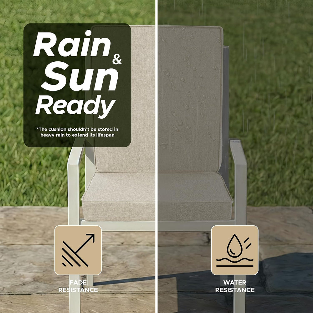 Outdoor Chair Cushions Set of 4, 18 x 16.5 Inch, Beige