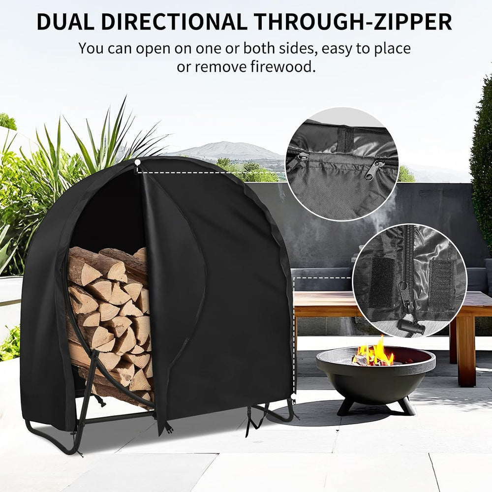AKEfit 48 Inch Firewood Log Hoop Cover, Heavy Duty 600D Oxford Outdoor Waterp...