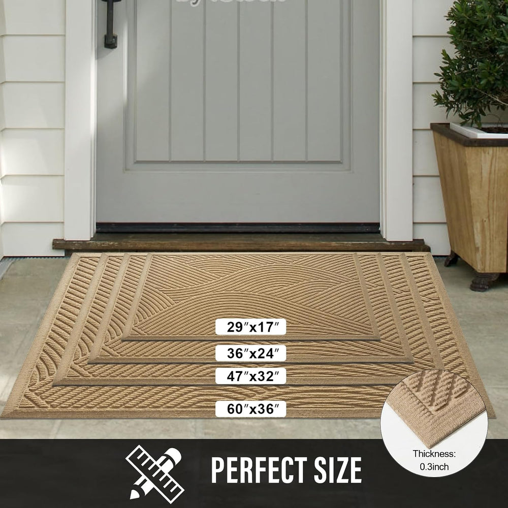 HIYARD Sturdy Front Door Mat, Absorbent Muddy Dirt Resist Welcome Door Mats O...