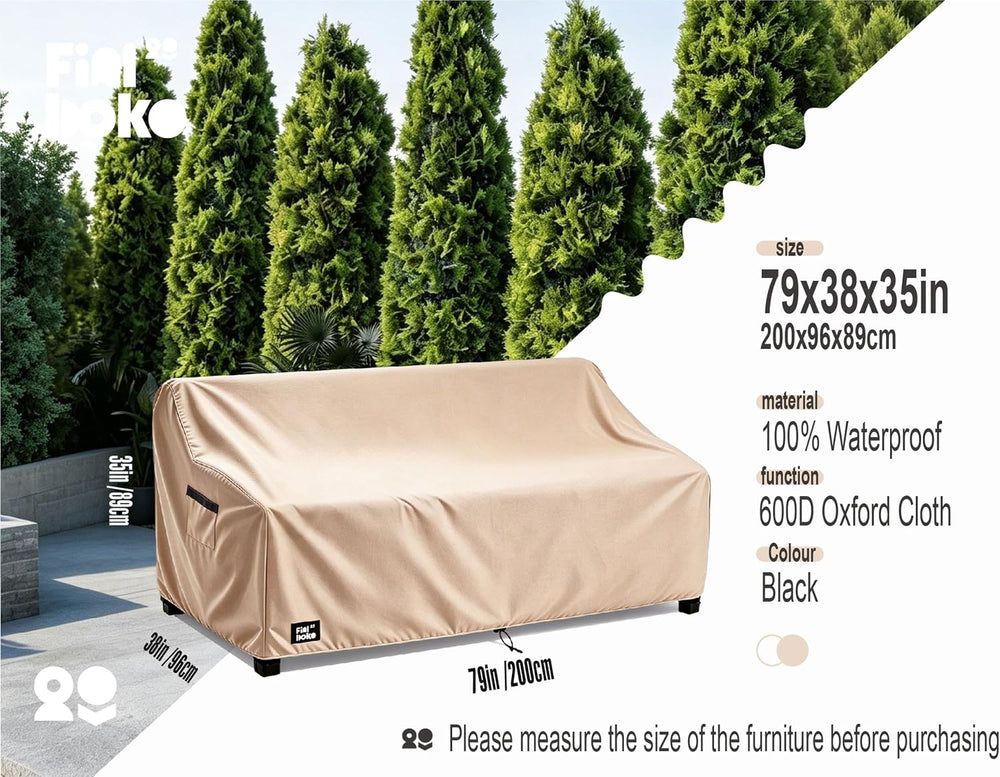 3-Seater Outdoor Sofa Cover, 79Wx38Dx35H inches Outdoor Furniture Covers Wate...