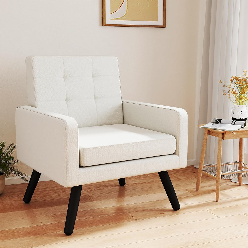 Accent Chair for Living Room, Comfy Upholstered Armchair, Cream