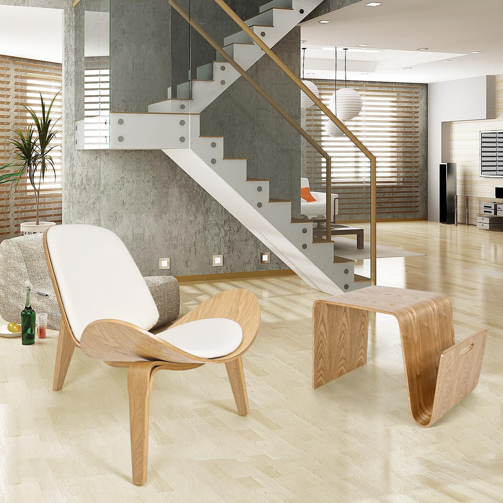 Hans Wegner Style Chair, Simple and Modern Leather Shell Chairs with Padded S...