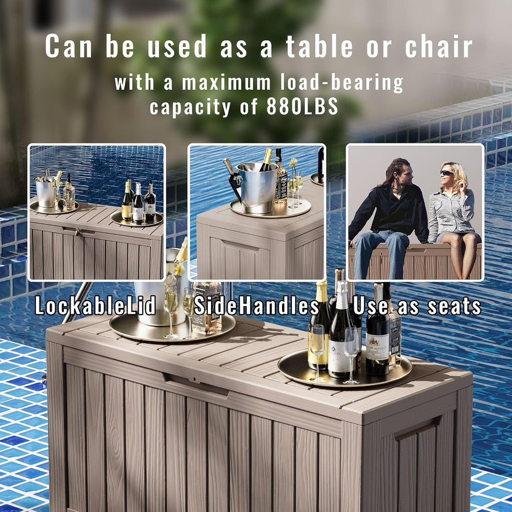 90 Gallon Waterproof Resin Deck Box, UV Resistant Outdoor Storage for Garden,...