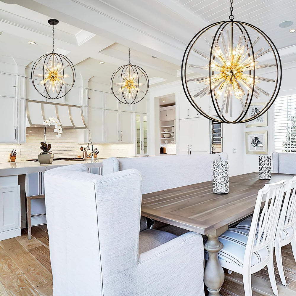 Vezzio Modern Black and Gold Sputnik Chandelier for Living Room