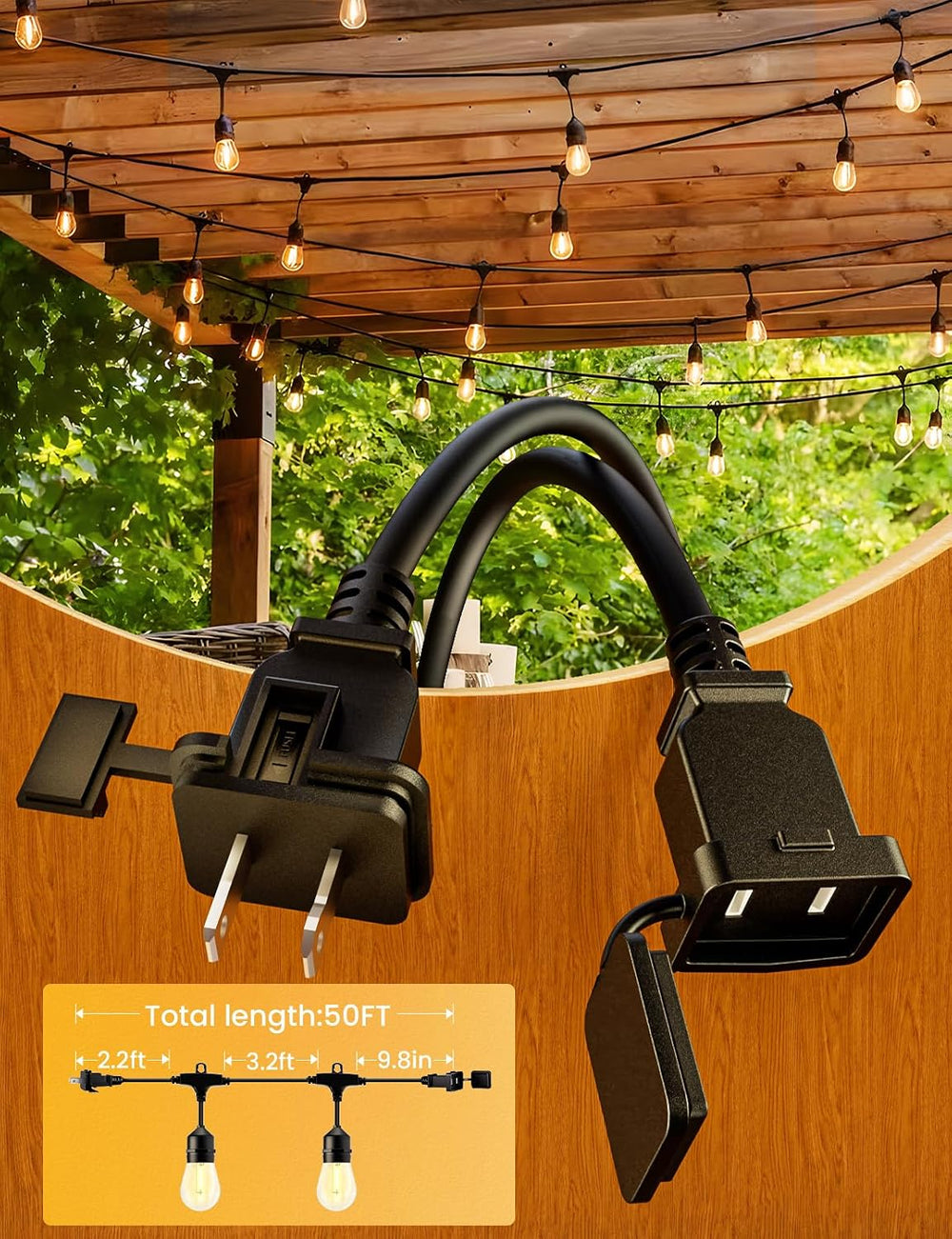 Svater Outdoor String Lights 50 FT Outside LED Patio Light E26 Waterproof