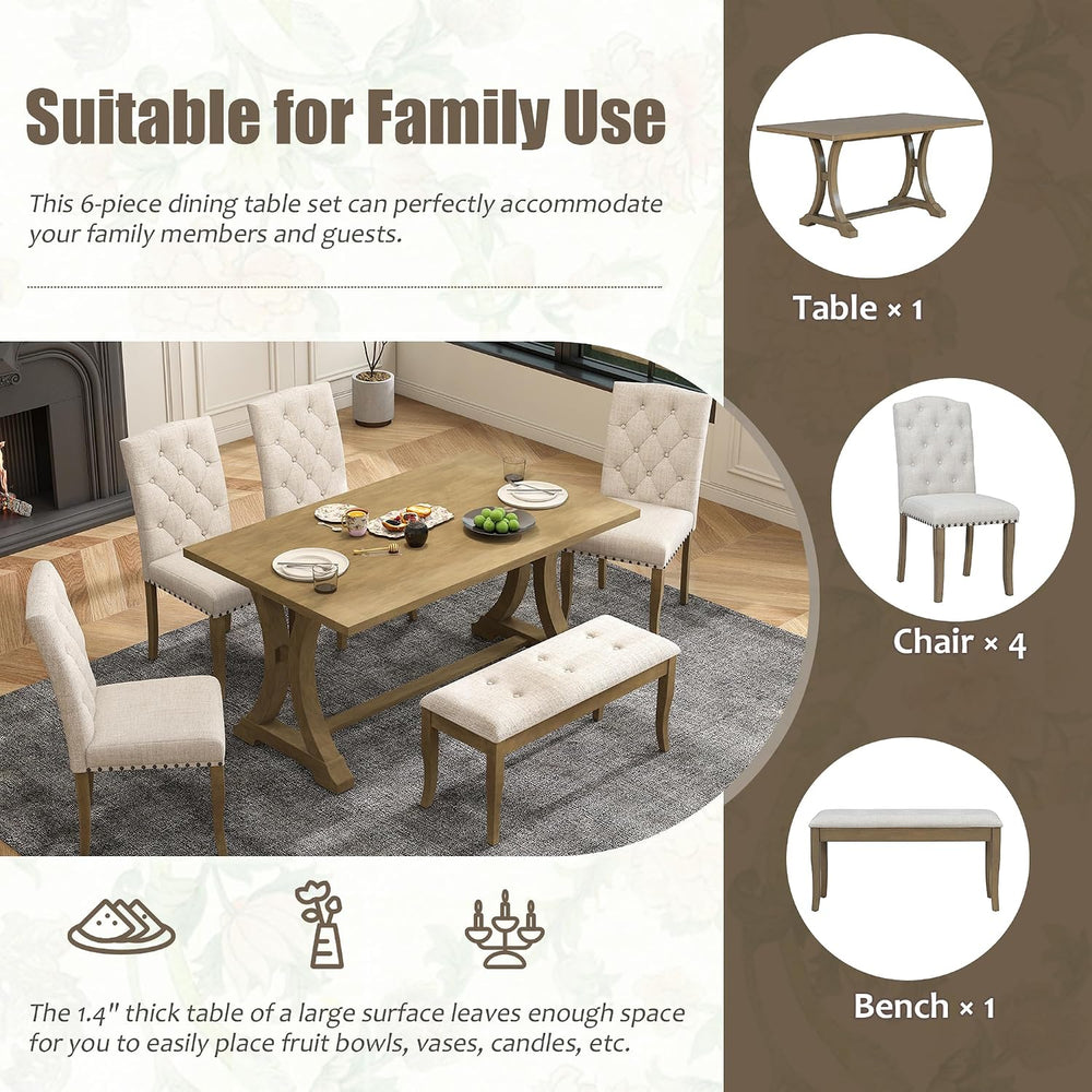Harper & Bright Designs Classic and Traditional Style 6 - Piece Dining Se...