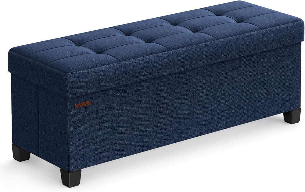 SONGMICS Storage Ottoman Bench, Foldable Foot Rest with Legs