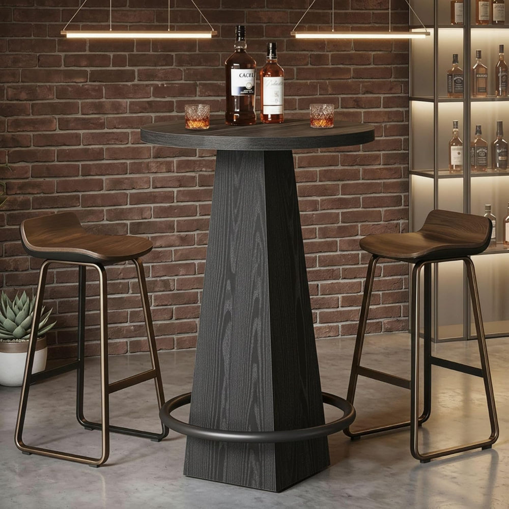 Tribesigns Round Bar Table, 37.4" High Pub Table with Metal Footrest