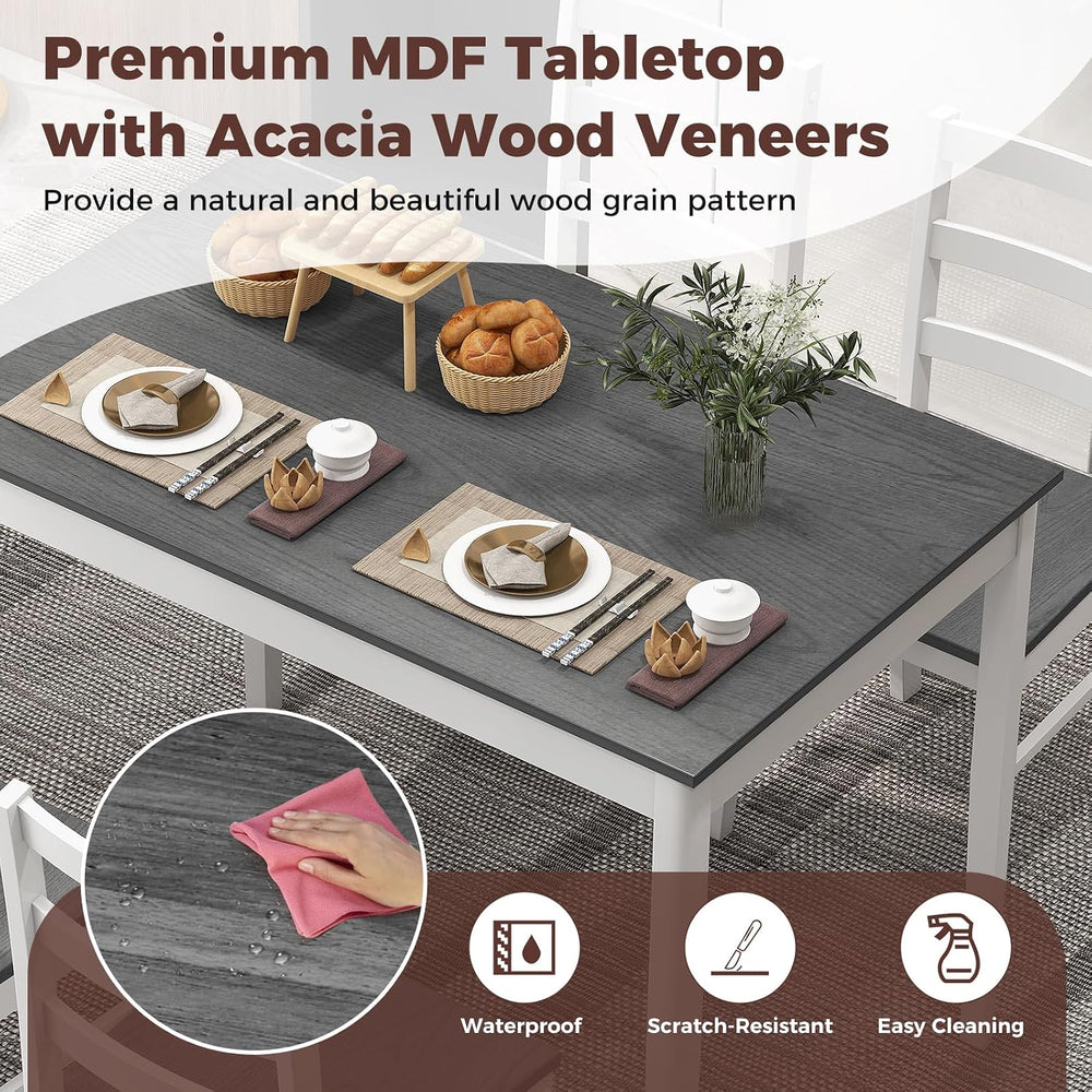 GOFLAME 5 Piece Dining Table Set for 4, Farmhouse Kitchen Table and 4 Chairs ...