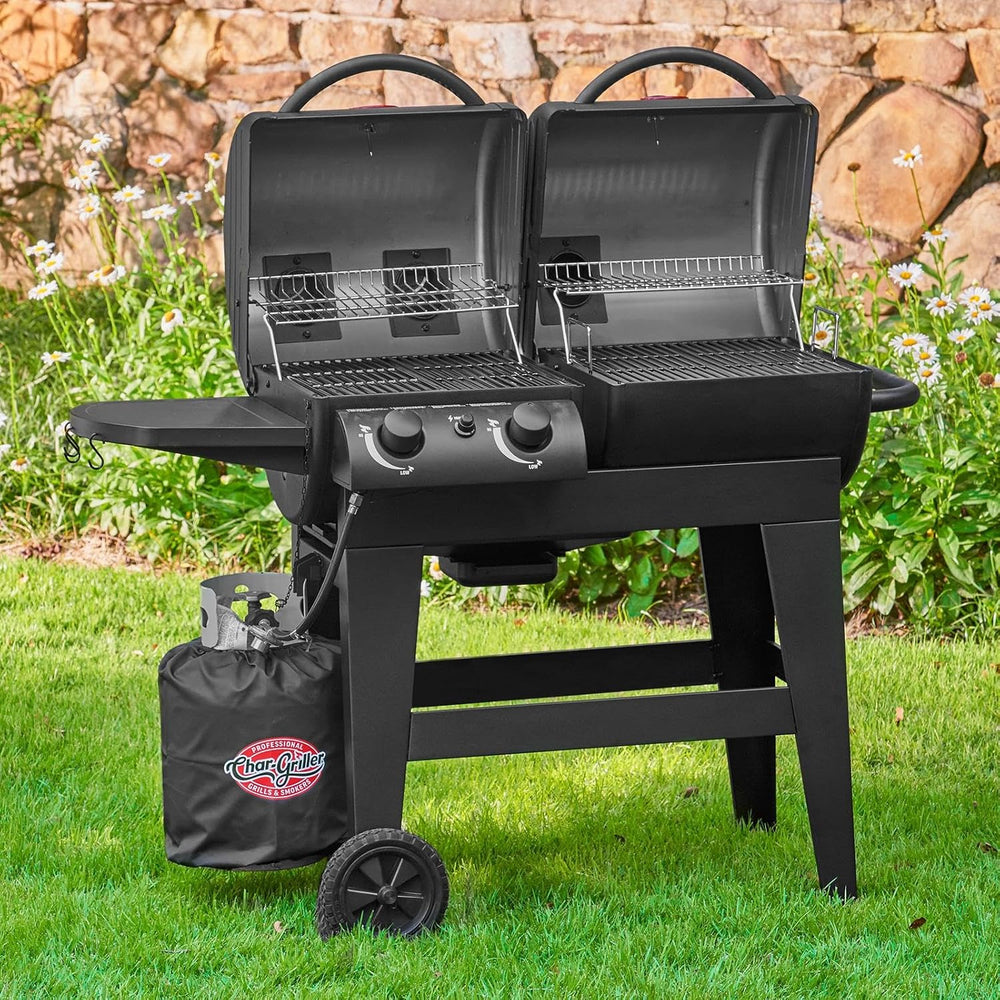 Char-Griller® Dual-Function 2-Burner 24,000 BTU Propane Gas and Charcoal Comb...