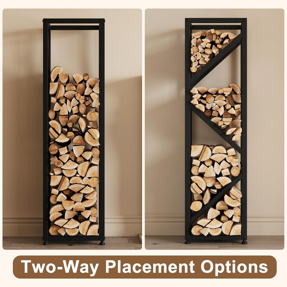 Firewood Rack Indoor 47 Inch Tall, 4-Tier Heavy-Duty Firewood Holder for Fire...