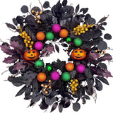 24Inch Halloween Wreath for Front Door,Pumpkins Wreath Halloween Decorations for Home Porch Wall Indoor Outdoor Decor