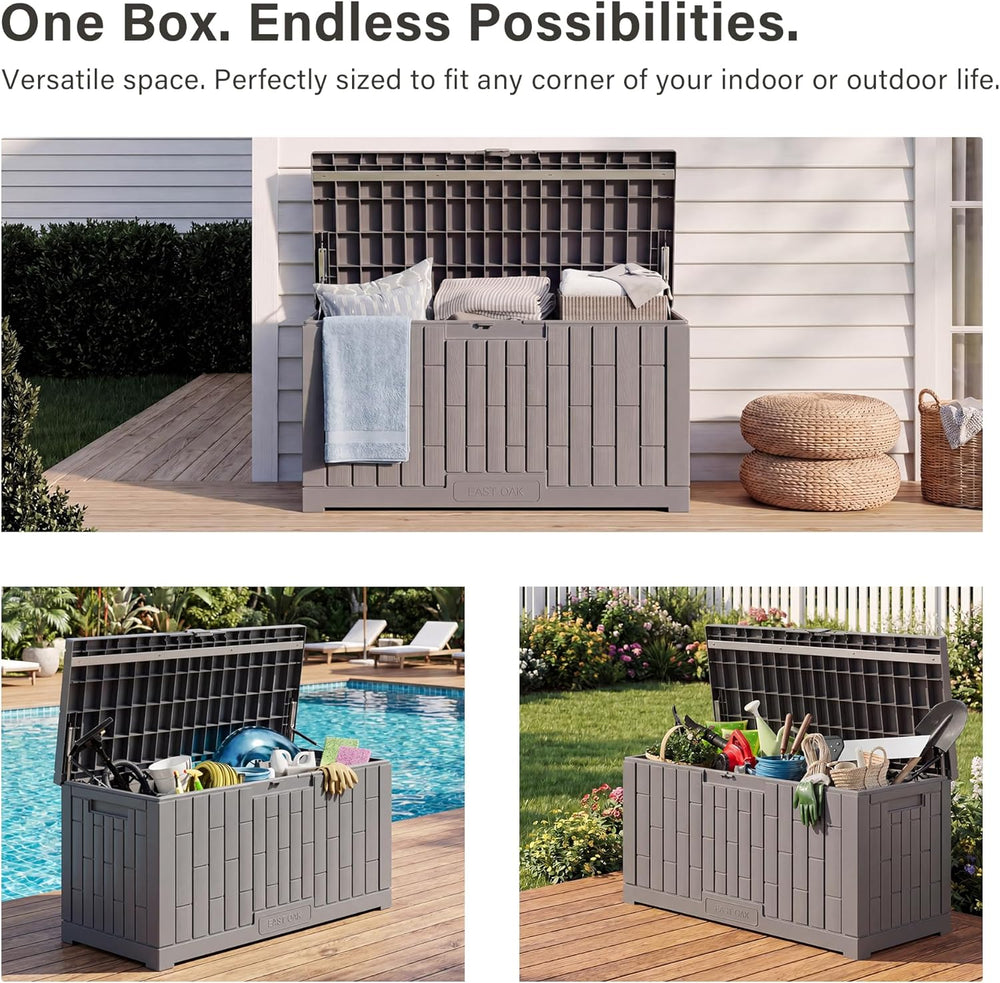 EAST OAK Outdoor Storage Box, 80 Gallon Deck Box, Waterproof Resin Storage Bi...