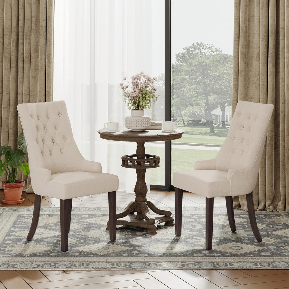COLAMY Wingback Upholstered Dining Chairs Set of 4, Fabric Side Dining Room C...