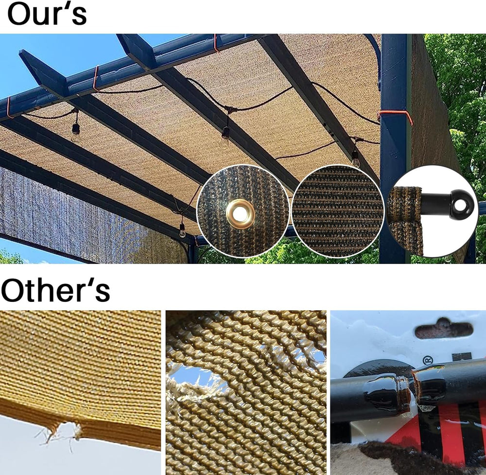 8' x 12' Pergola Shade Cover Replacement Canopy with Grommets Weighte...