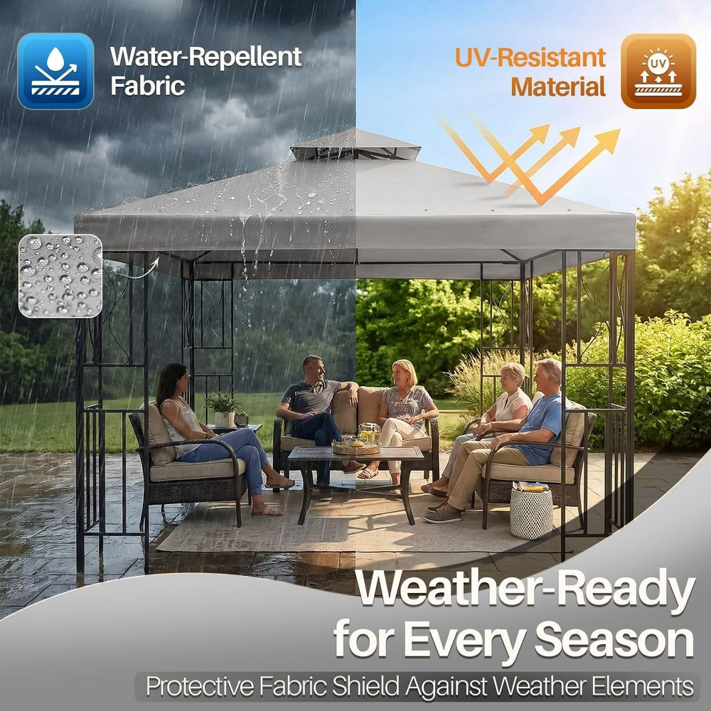 Flexzion Gazebo Cover Replacement Canopy Top 10x10 Ft (3m x 3m) - Double Tier...
