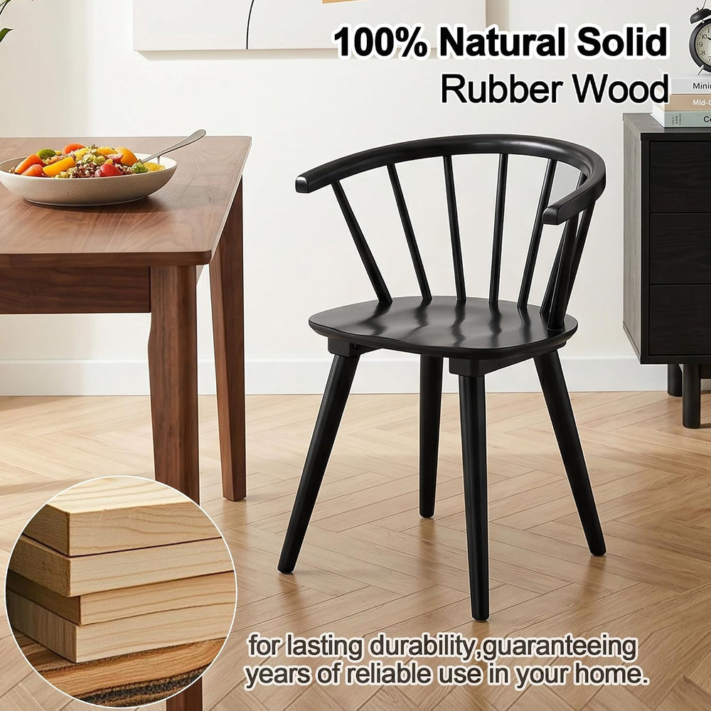 DUHOME Wooden Black Dining Chairs Set of 4, Windsor Dining Room Chairs with A...