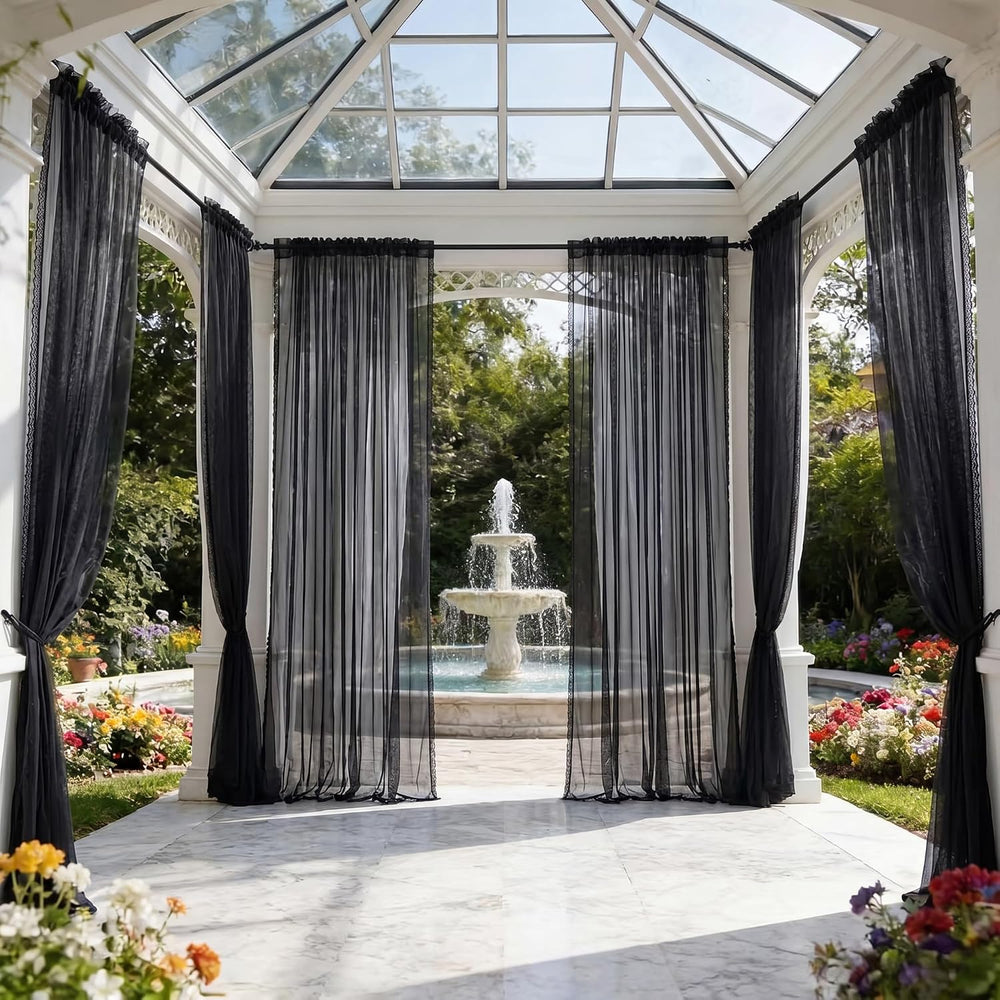 Jilron Outdoor Curtains Weighted, Outdoor Sheer Curtains & Lightweight Pr...